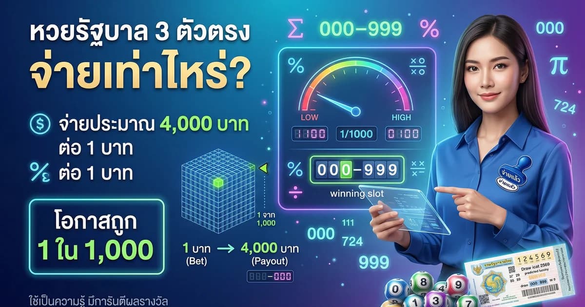 หวยรัฐบาล 3 ตัวตรง จ่ายเท่าไหร่ โอกาสถูกมากแค่ไหน